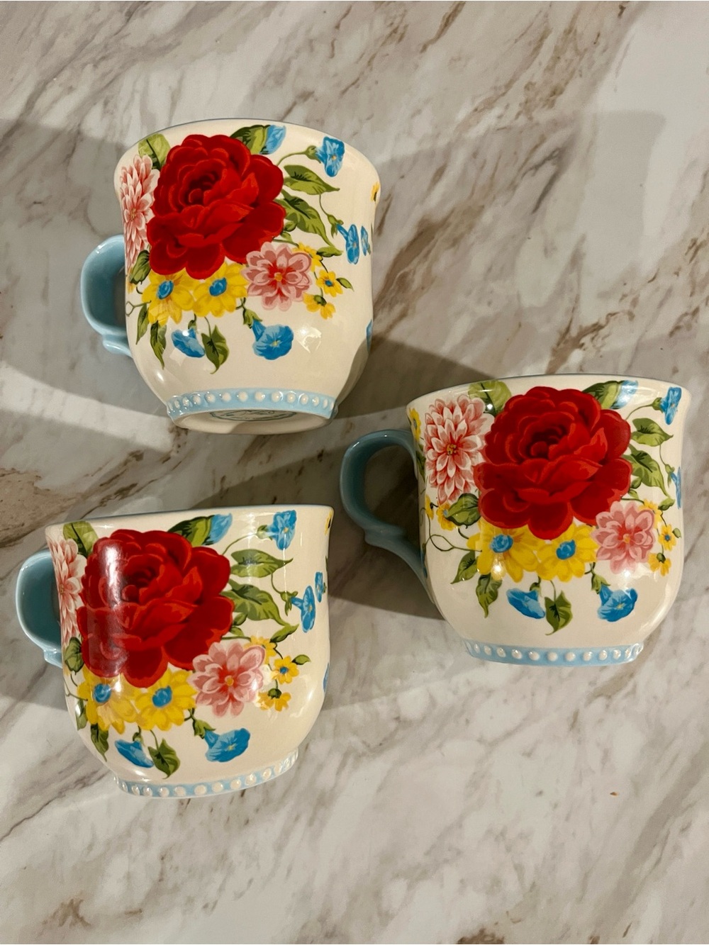 Pioneer Woman Sweet Rose Mugs (3) - Picture 2 of 6
